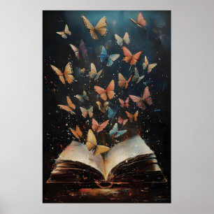Affiche Papillons Livres Impression, Librairie Nature Vint
