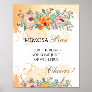 Affiche Papillons mimosa bar signe de douche nuptiale