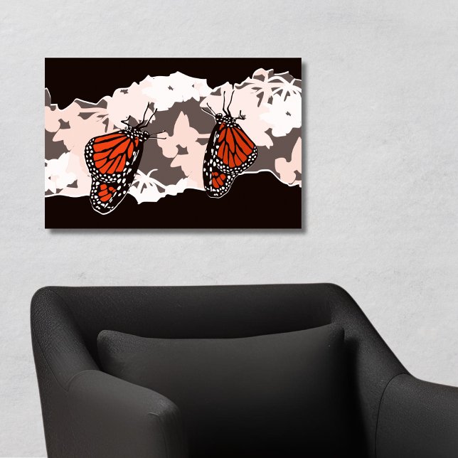 Affiche Papillons monarques se nourrissant de fleurs de la (Monarch Butterflies Feeding on Swan Plant Blooms Poster)