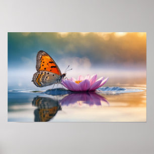 Affiche Papillons Nature Colorful Faune Fleurs Serene