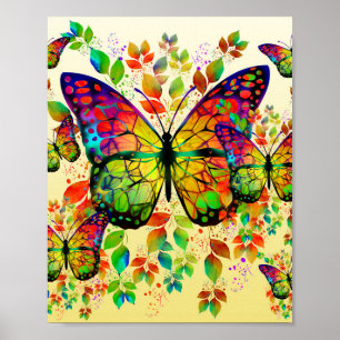 AFFICHE PAPILLONS PRINTANIERS NATURE COLORÉE