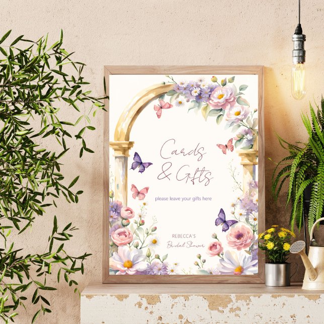 Affiche Papillons printemps nuptiale signe de la table de  (Butterflies spring summer bridal shower table sign editable template digital personalized decor )