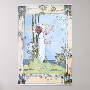 Affiche "Papillons tout bleus" vintage de Jessie M. King