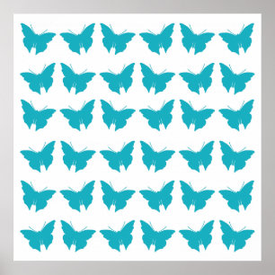 Affiche Papillons Turquoise Bold