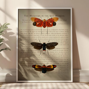 Affiche Papillons vintage sur une page de livre d'Edgar Al