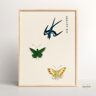 Affiche Papillons Vintages japonais Yatsuo No Tsubaki