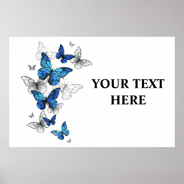 Affiche Papillons volants bleus Morpho (Devant)