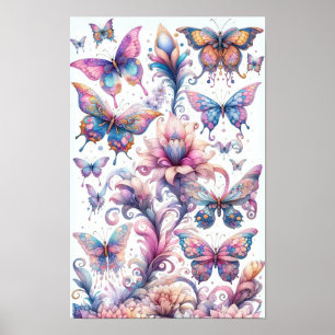 Affiche Papillons Whimsical Wall Art