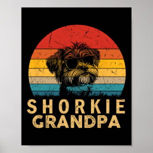 Affiche Papou Shorkie Rétro Amoureux des chiens Patte Papa