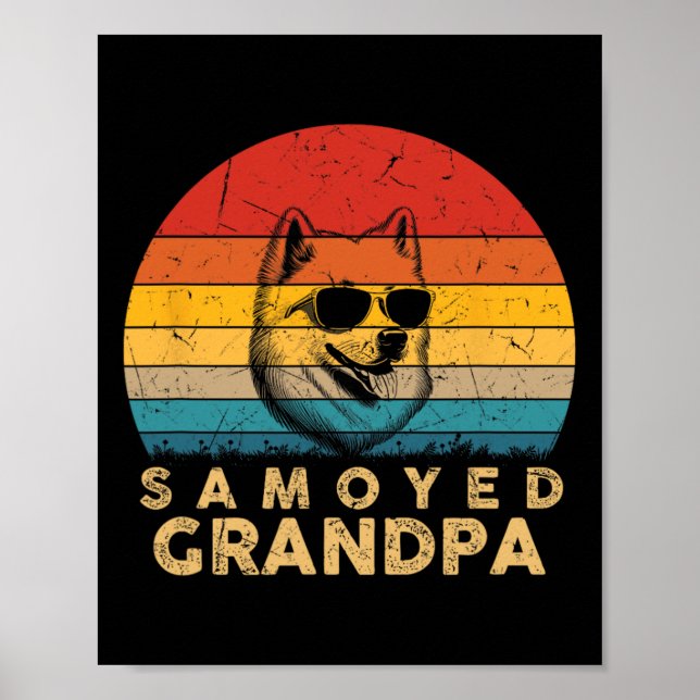 Affiche Papounet Samoyède Rétro Amoureux des Chiens Patte  (Devant)