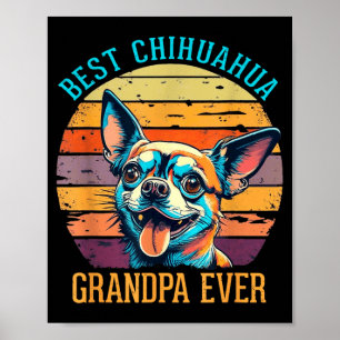Affiche Papy Chihuahua Rétro Vintage Amour des Chiens