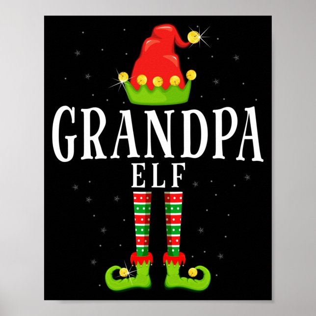 Affiche Papy elfe Noël pyjama de Noël assorti (Devant)