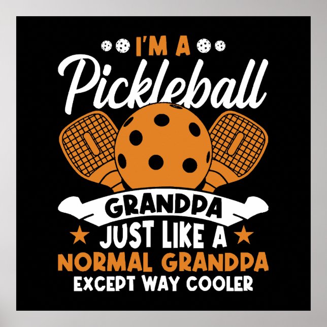 Affiche Papy Joueur de Pickleball Cool (Devant)