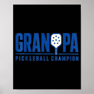 Affiche Papy joueur de pickleball style sport paddle