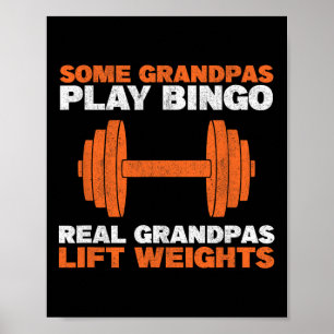 Affiche Papy soulève des poids musculation grand-père halt