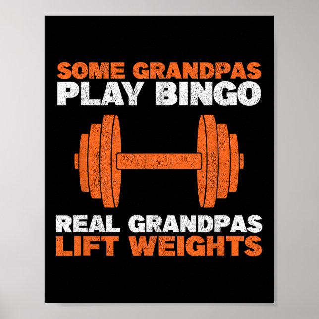 Affiche Papy soulève des poids musculation grand-père halt (Devant)