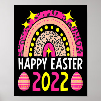 Affiche Pâques 2022 arc-en-ciel mignon joyeuses Pâques 202