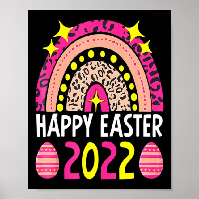 Affiche Pâques 2022 arc-en-ciel mignon joyeuses Pâques 202 (Devant)