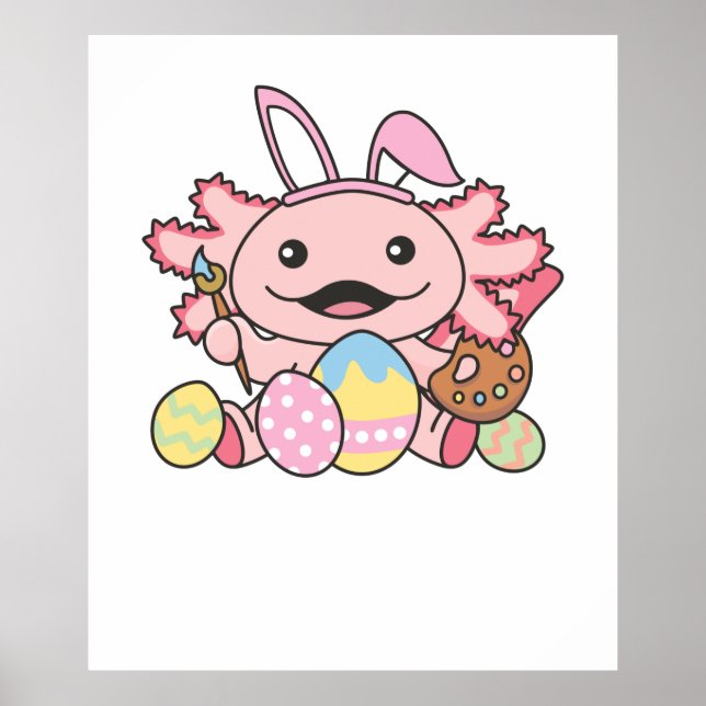 Affiche Pâques Axolotales Avec Oeufs De Pâques Comme Pâque (Devant)