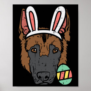 Affiche Pâques Berger Allemand Lapin Visage Chien Amoureux