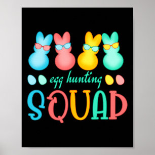 Affiche Pâques Bunnies Oeufs chasse Squad filles garçons h