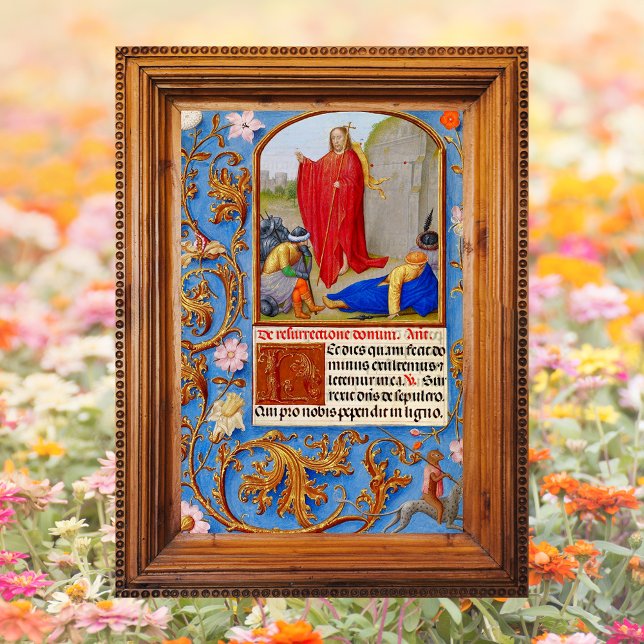 Affiche Pâques de la Résurrection de Jésus chrétien médiév (Religious Christian Catholic Medieval Manuscript Resurrection of Jesus Christ is Risen Easter Poster)