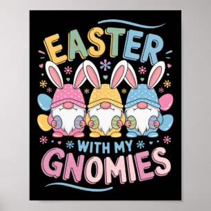 Affiche Pâques drôle avec mes gnomes Joyeuses Pâques Gnome
