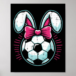 Affiche Pâques Football Ll Oreilles de Lapin Nœud Mignons