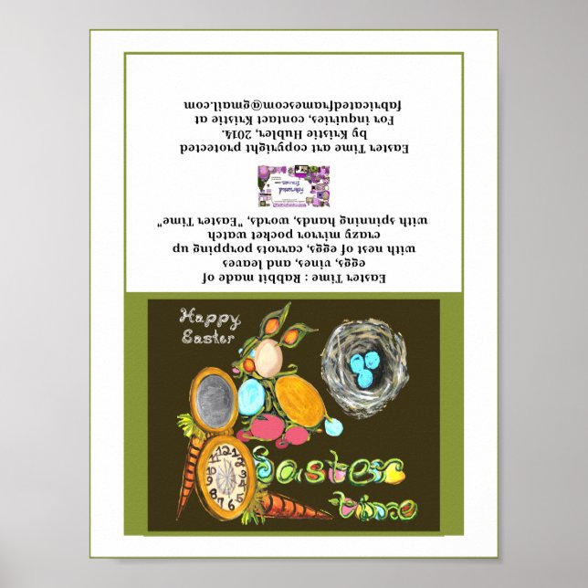 Affiche Pâques Heure Bunny Oeuf Vine Watch Happy Carte de  (Devant)