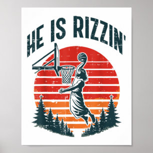 Affiche Pâques Il Est Rizzin Retro Basketball Hommes Relig