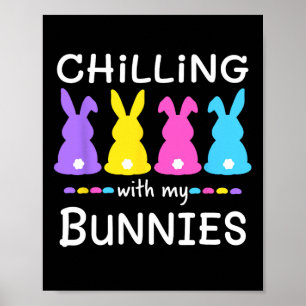 Affiche Pâques Jour Chilling Avec Mes lapins Chasse Aux Oe