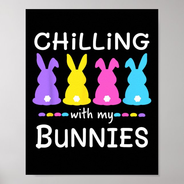 Affiche Pâques Jour Chilling Avec Mes lapins Chasse Aux Oe (Devant)