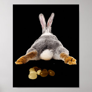 Affiche Pâques Lapin Fesses Queue Drôle Caca Jelly Beans T
