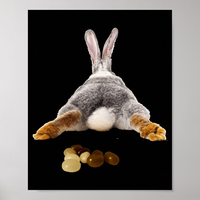 Affiche Pâques Lapin Fesses Queue Drôle Caca Jelly Beans T (Devant)