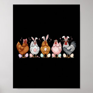 Affiche Pâques Poulet Lapins Oreilles Coq Volailles Agricu