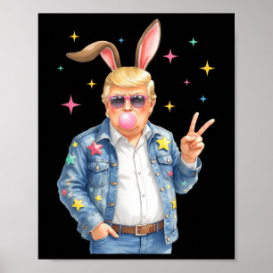 Affiche Pâques Trump Bunny souffle la bulle Sungles Paix S