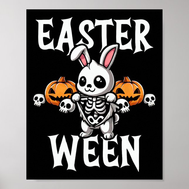 Affiche Pâques Ween Skeleton Bunny Halloween Thème (Devant)