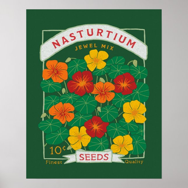 Affiche Paquet de graines de fleurs de Nasturtium (vert) (Devant)