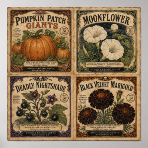Affiche Paquets de graines d'Halloween vintage