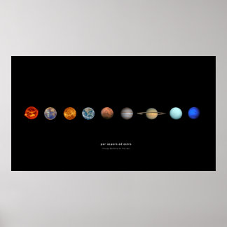 Affiche PAR ASPERA AD ASTRA - Citation spatiale de Galileu