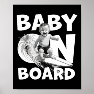Affiche Par bord par surf sur planche de surf Funny Surfer