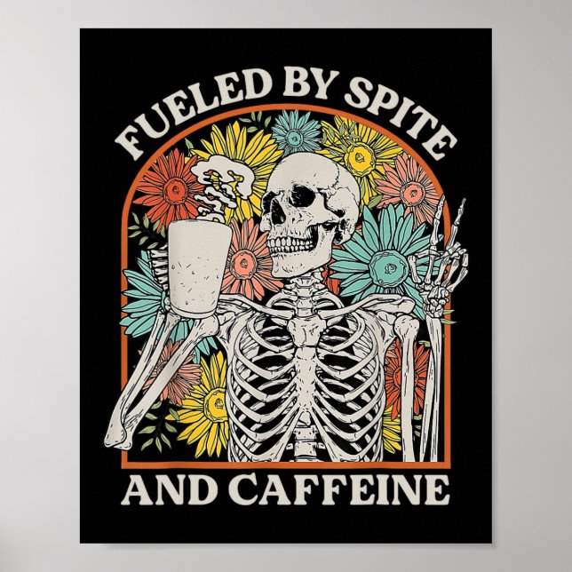 Affiche Par Spite Et Caféine Skeleton Halloween Café (Devant)