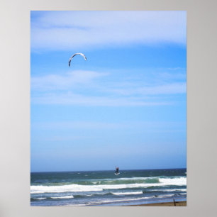 Affiche Para Surfer dans l'air sur la plage Couleur 16x20