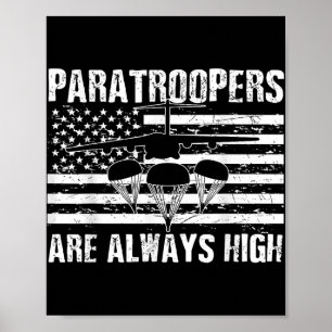 Affiche Parachutiste américain Drapeau US Soldat de l'armé