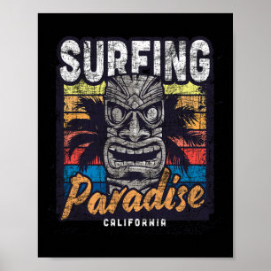 Affiche Paradis californien du surf Vintage Retro