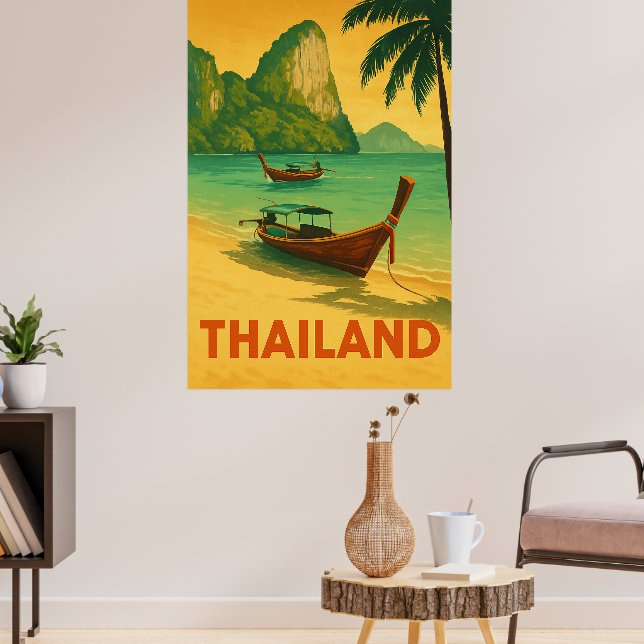 Affiche Paradis de plage vintage en Thaïlande (Salon 3)