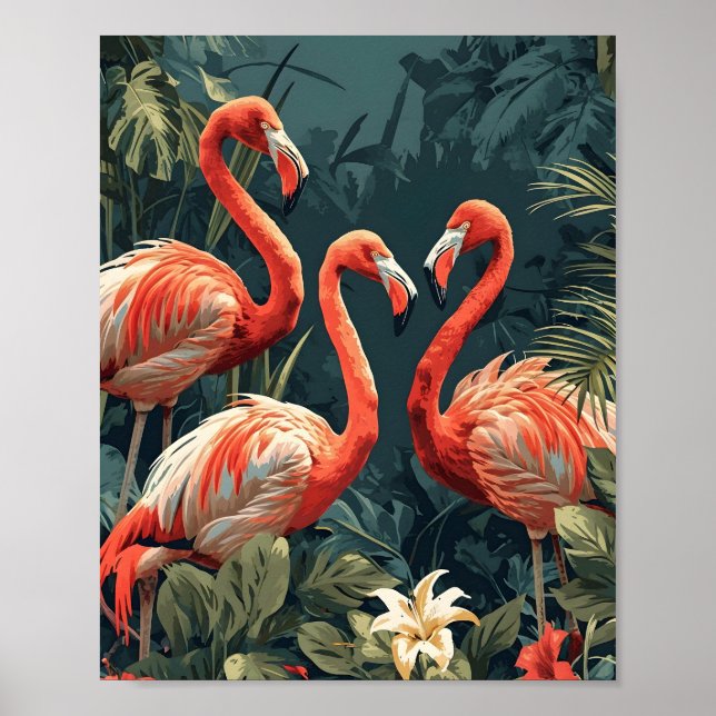 Affiche Paradis du Flamant Tropical: Vintage (Devant)