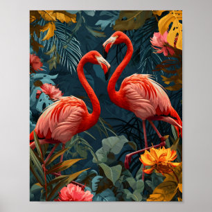Affiche Paradis du Flamant Tropical : Vintage