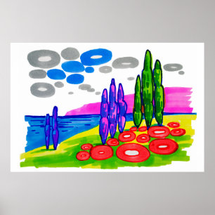 Affiche Paradis Pop Art – Paysage Graphique Audacieux
