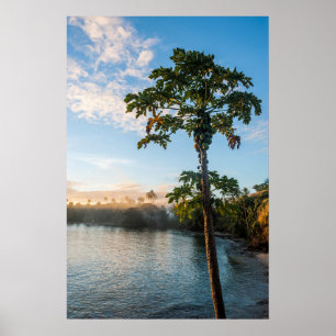 Affiche Paradis tropical au coucher du soleil, Fidji
